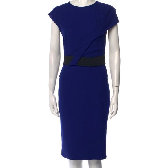 Roland Mouret Front Drape Sheath Dress Blue / Black Size 6 - Picture 1 of 4
